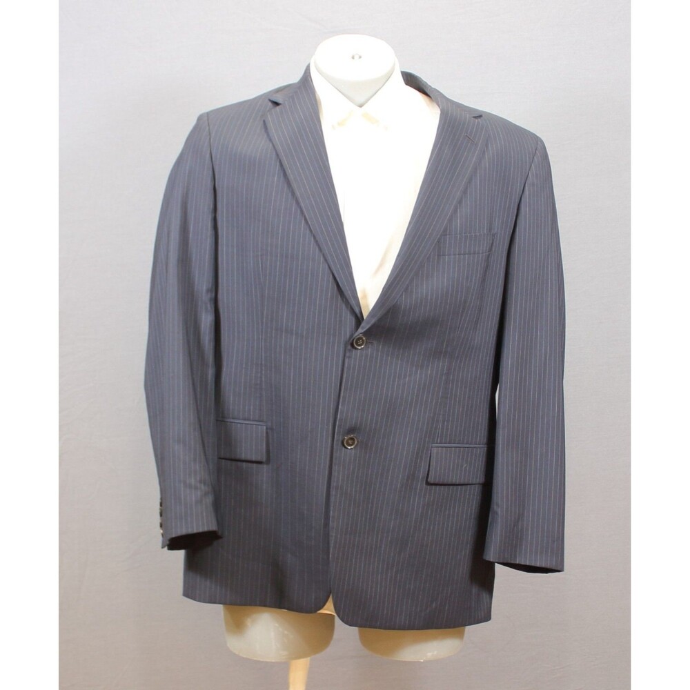 Hugo Boss Black Striped 2 Btn Wool 2 Piece Suit 44R Pleated Front 38" Waist - Picture 3 of 12